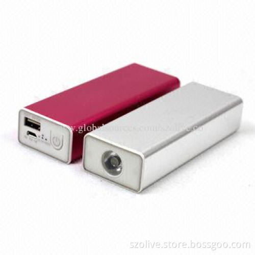 Aluminum Case Battery Power Banks with Hand Warmer, 5V 2,000mA Output